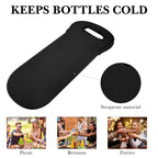 Linkidea Insulated Cooler Bag for Travel, Portable Waterproof Neoprene Grape Wine Bottle Tote, Picnic Beverage Holder with Secure Grip (Black)