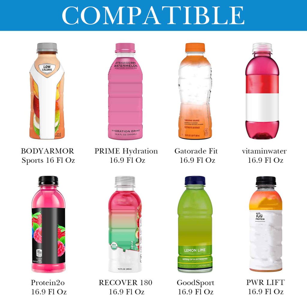 Linkidea Disposable Water Bottle Sleeve Compatible with 16.9Fl Oz PRIME Hydration, BODYARMOR, Gatorade Fit, Insulated Neoprene Plastic Sports Drink Cover with Lockable Zipper, Light Blue