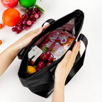 Linkidea Insulated Lunch Bag, Reusable Lunch Tote Bag with Zipper for Men & Women, Insulated Lunch Box Bag with Hand Strap Compatible with Bentogo, Iteryn, Bentoheaven, Ello, Natraprow (Black)