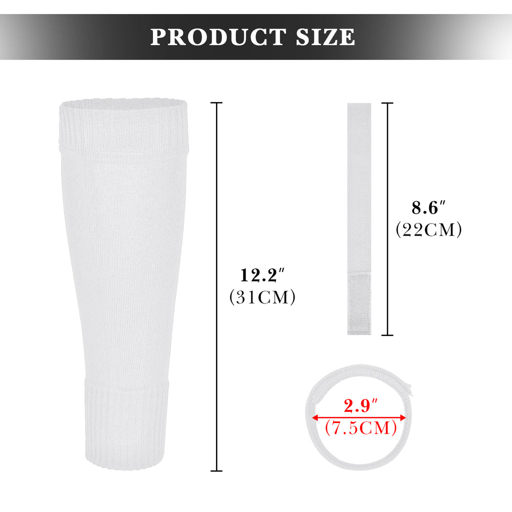 Linkidea Kids Soccer Leg Sleeve with Shin Guard Straps, Elastic Compatible with Grip Socks, Best Alternative to Soccer Athletic Socks for Child 6-8 Years (White)