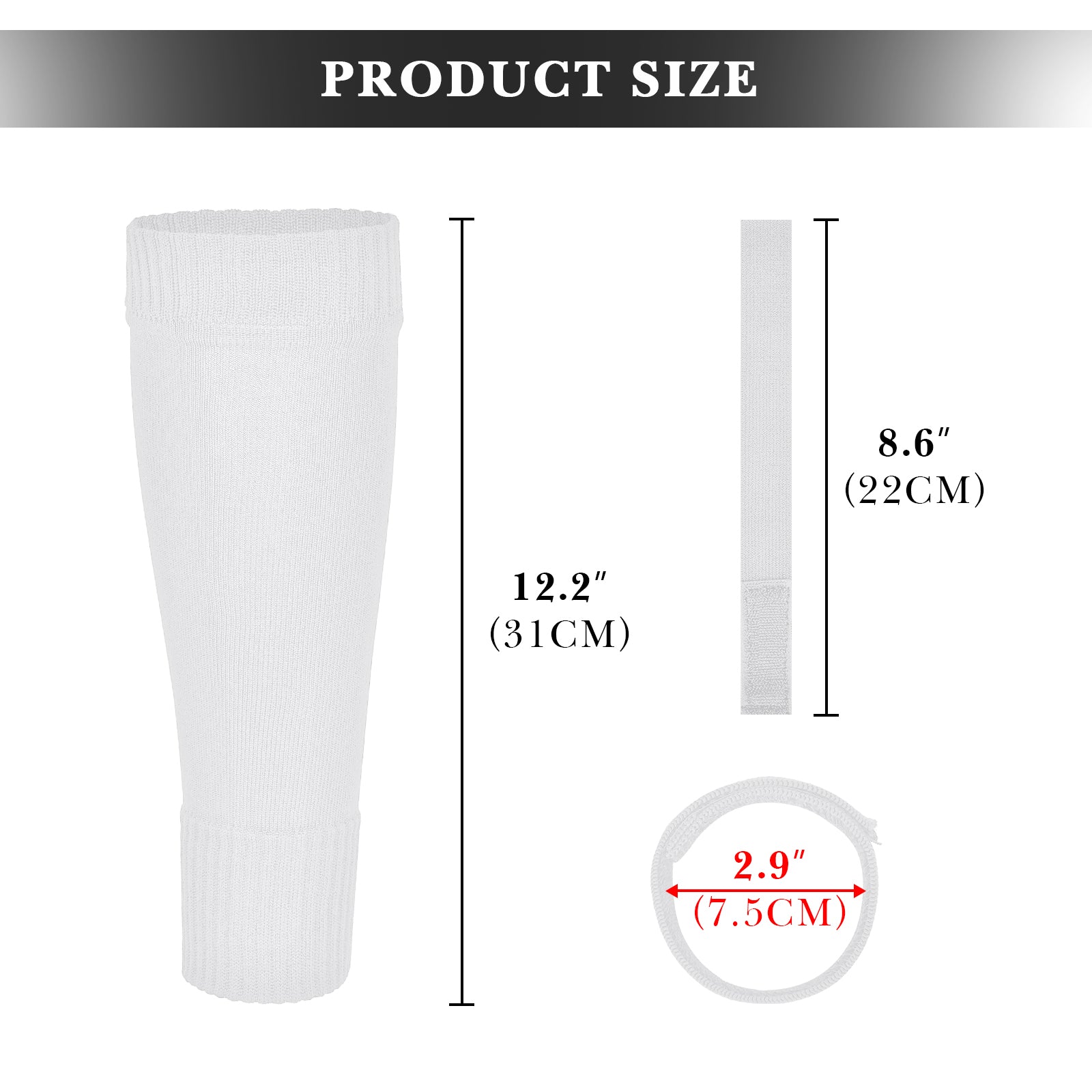 Linkidea Kids Soccer Leg Sleeve with Shin Guard Straps, Elastic Compatible with Grip Socks, Best Alternative to Soccer Athletic Socks for Child 6-8 Years (White)