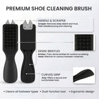 Linkidea Shoe Cleaning Brush Set of 2 with Built-in Dirt Scraper, Stiff Bristle Shoe Brush with Ergonomic Handle, Multi-Purpose Cleaning Brush for Sneakers, Boots, Leather and Household Use