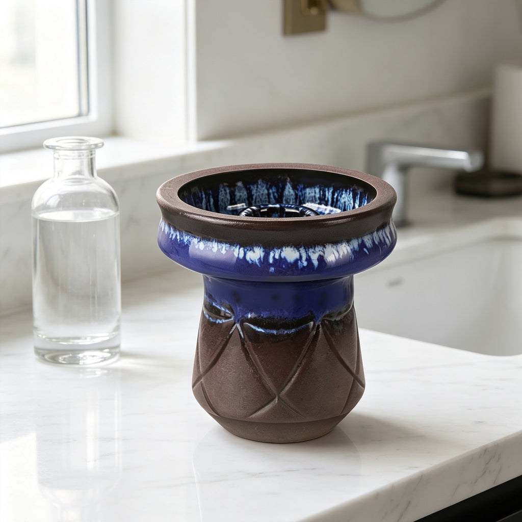 Linkidea 2.95" Outer Diameter Glazed Ceramic Bowl, Heat-Resistant Wax Warmer Replacement Dish, Compatible with Wax Melt Warmers and Oil Burners (Blue)