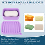 Linkidea Silicone Travel Soap Storage Box, Compact Bar Soap Holder with Drainage Layer, Shatterproof Better Storage, Suitable for Bathroom, Gym (Purple)