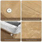 Linkidea Wax Canvas Lunch Bag, Waterproof Firm Storage Container for Food, Reusable Large Capacity Insulated Sack Fits Picnic, Work, Portable Organizer for Men & Women (Brown)
