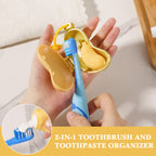 Linkidea 4 Pack Toothbrush Travel Cover with Toothpaste Dispenser, Portable Brush Head Protector, Cute Banana Shape Silicone Cap Compatible with GUM, Colgate Kids Toothbrush (Yellow&Green)