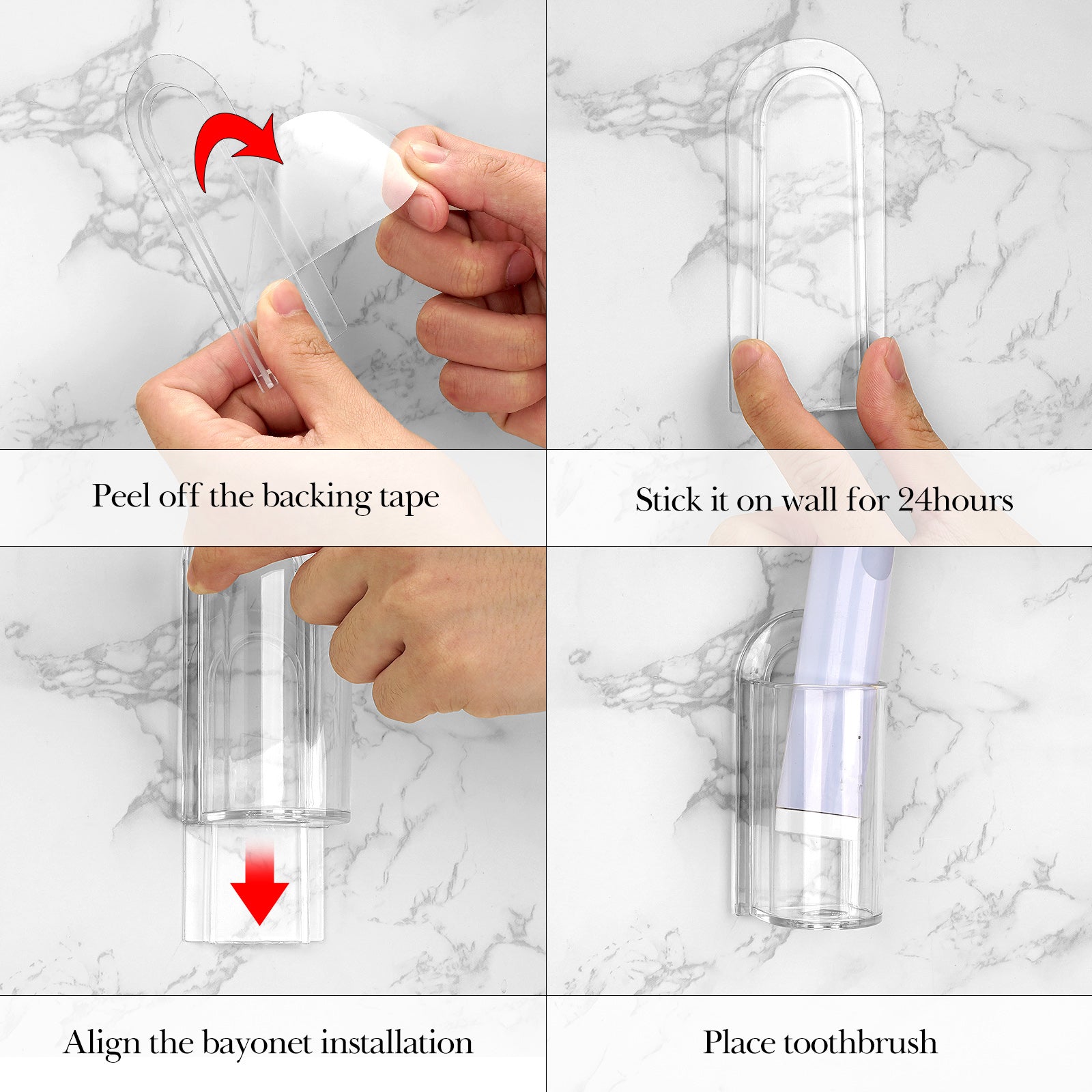 Linkidea Wall Mount Electric Toothbrush Holder, Acrylic Power Toothbrush Hanger, Self Adhesive Tooth Brush Organizer Compatible with Oral-B iO Series, Philip Sonicare ProtectiveClean (Clear)