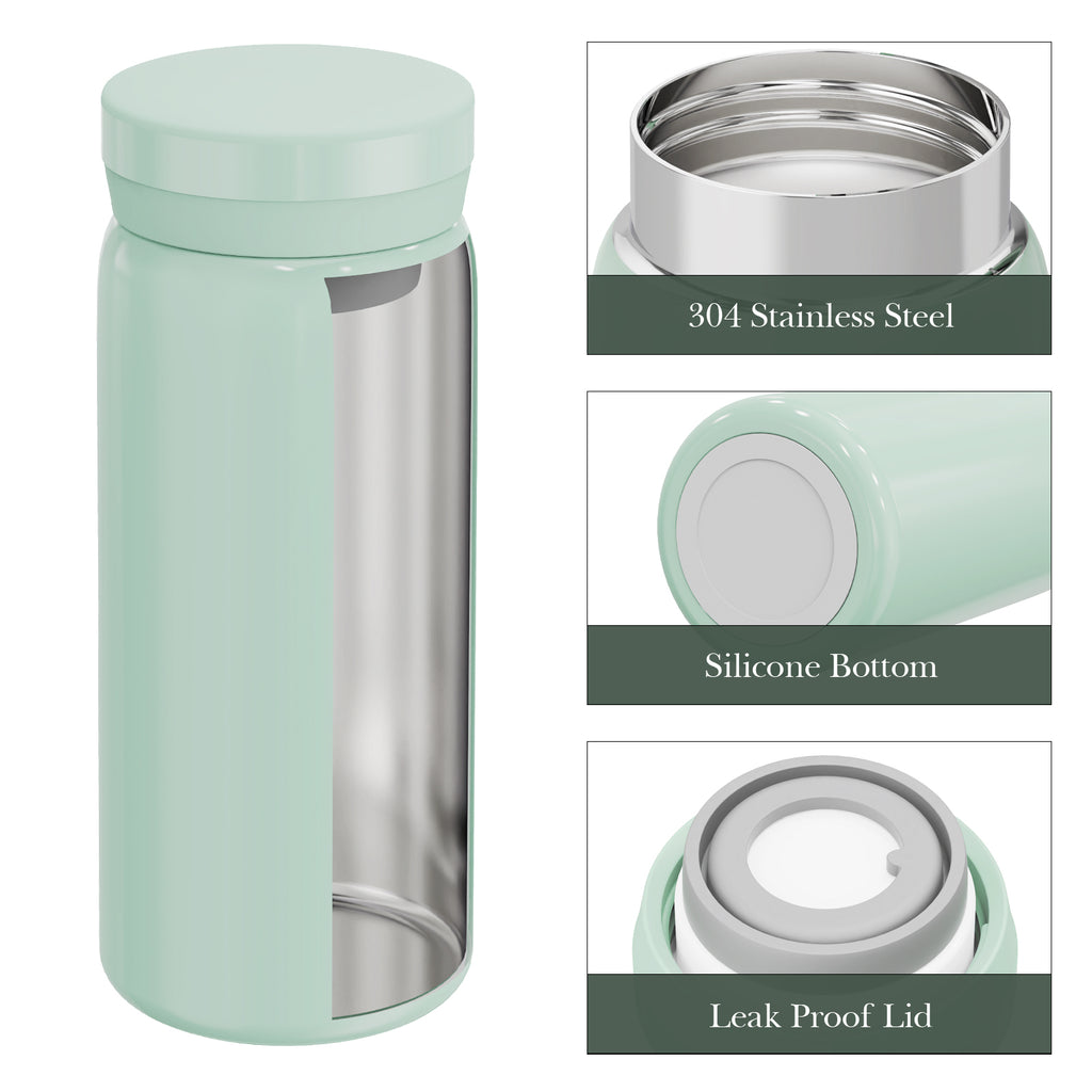 Linkidea 7oz (200ml) Mini Water Bottle, Vacuum Insulated Stainless Steel Bottle for Hot & Cold Drinks, Spill-Proof Small Bottle Fit Handbag, Purse and Pocket (Green)