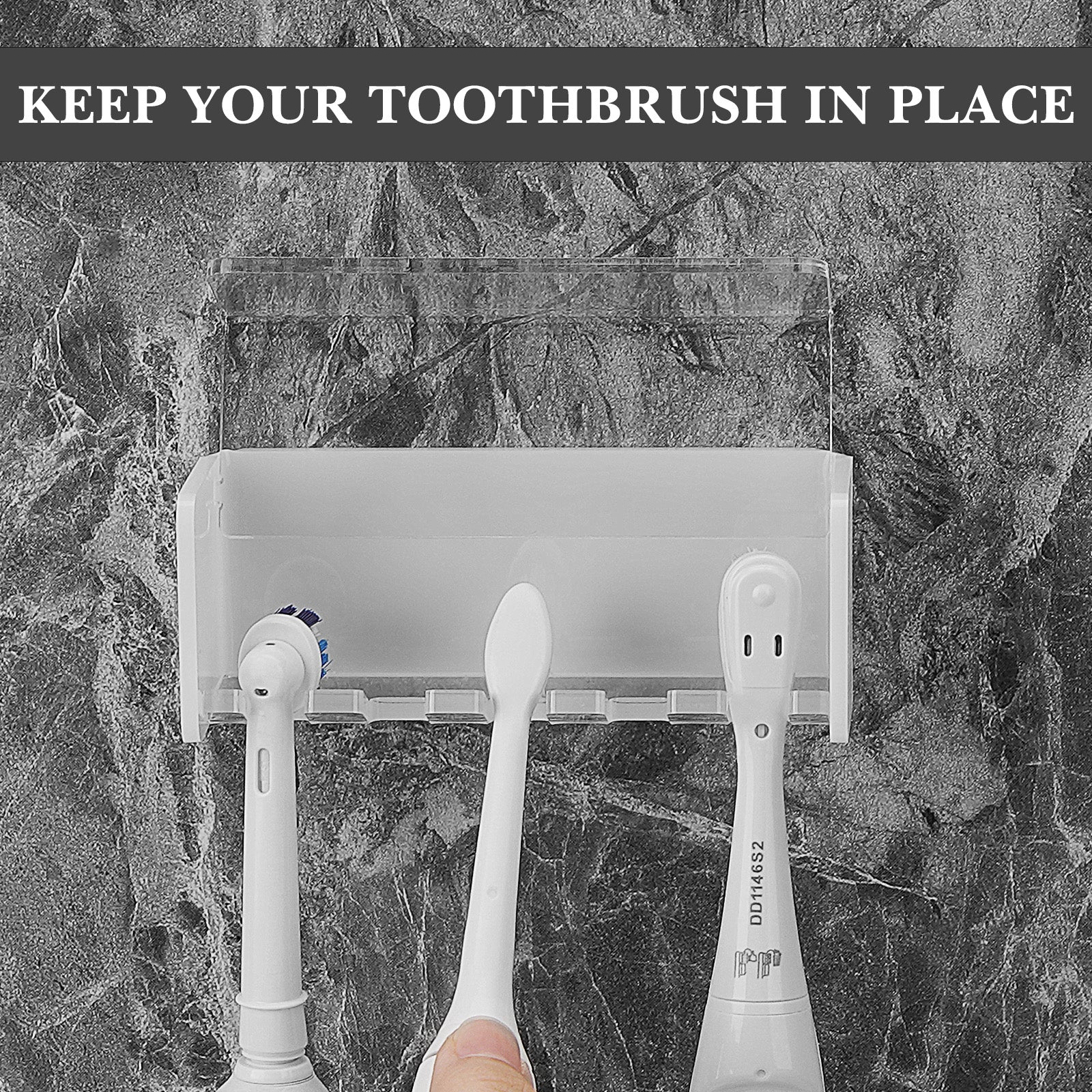 Linkidea Wall Mount Electric Toothbrush Holder with Cover for Bathroom, Wallmount 5 Slots Power Tooth Brush Organizer Compatible with Oral-B iO Series, Philips Sonicare ProtectiveClean (White)