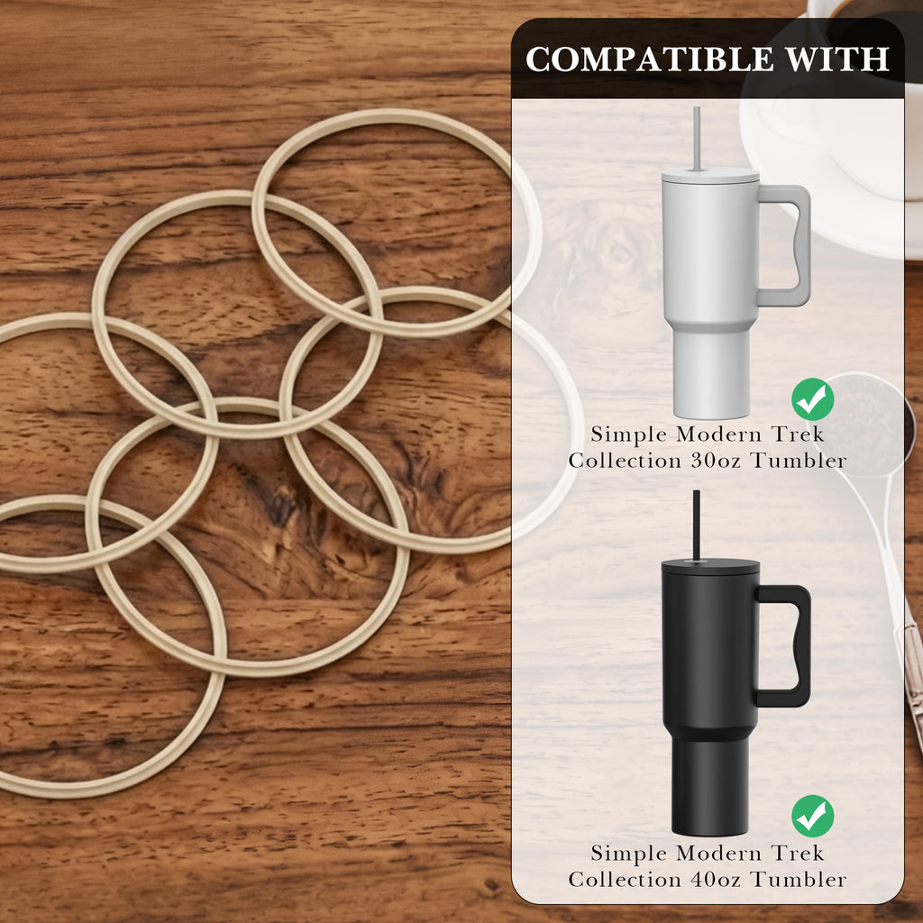 Linkidea 6 Pack Water Bottle Gasket Replacement Compatible with Simple Modern Trek 40oz Tumbler, Silicone O Ring Leak Proof Rubber Seal with Tweezer for Bottle Lid, Apricot