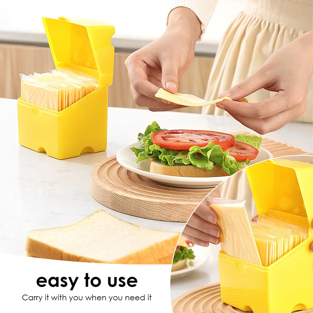 Linkidea 2 Pcs Sliced Cheese Container, ABS Plastic Cheese Holder with Flip Lids, Slice Cheese Container for Refrigerator, Fits to Keep Cheese/Butter Fresh in Fridge (Multi-Color)