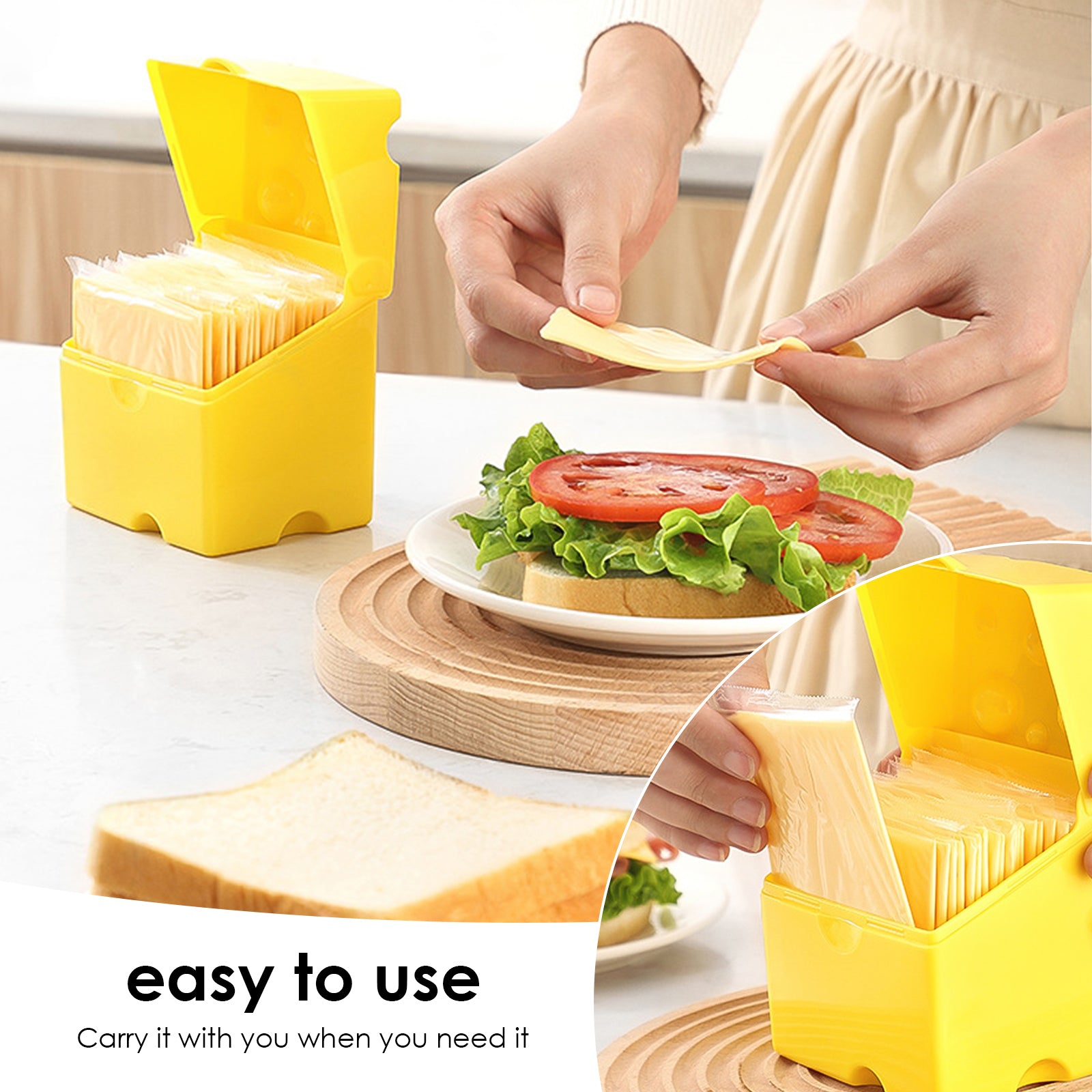 Linkidea 2 Pcs Sliced Cheese Container, ABS Plastic Cheese Holder with Flip Lids, Slice Cheese Container for Refrigerator, Fits to Keep Cheese/Butter Fresh in Fridge (Multi-Color)