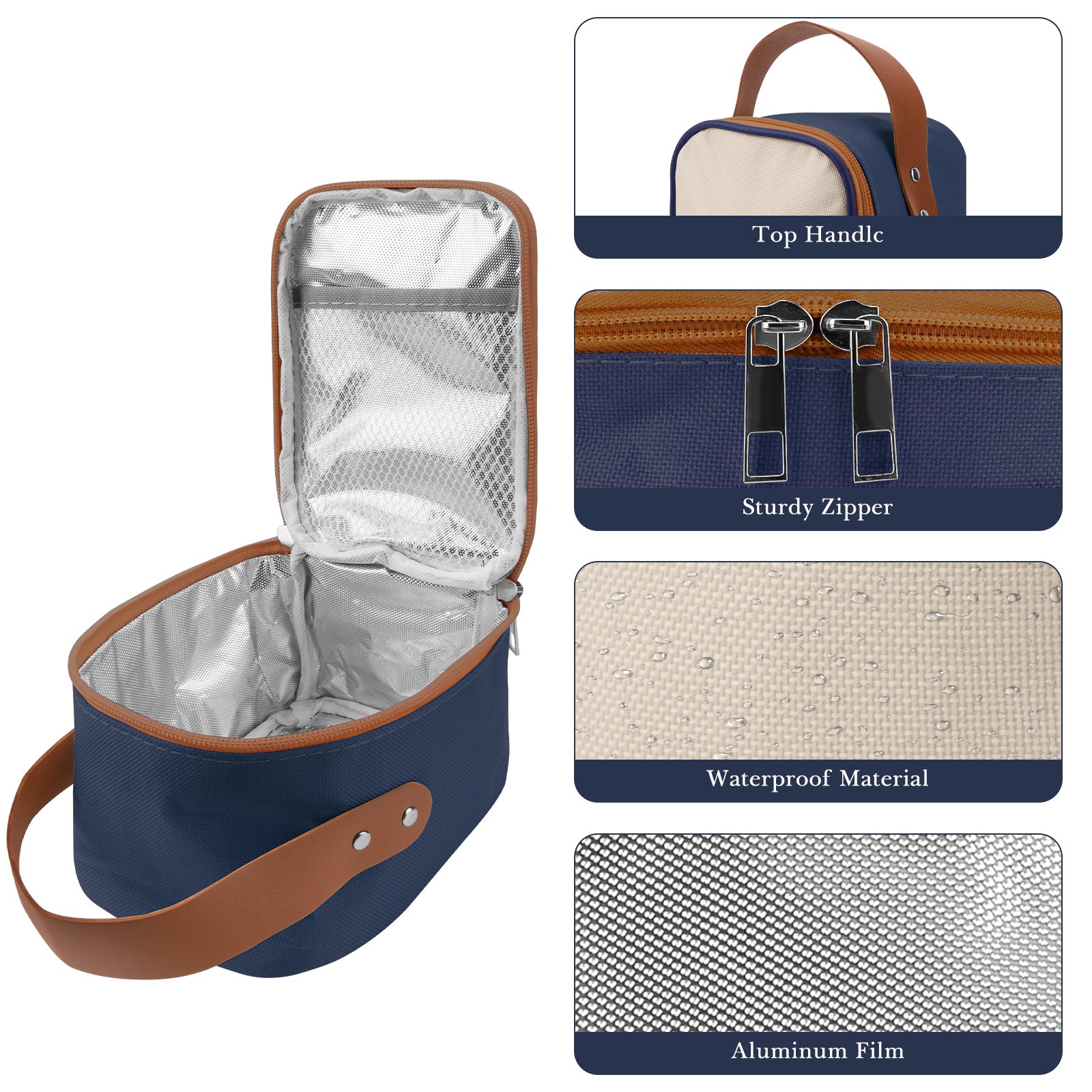 Linkidea Insulated Food Jar Bag, Thermal Snack Bag, Lunch Cooler Bags for Food Jar, Suitable for Work, Outdoor Picnics, Compatible with THERMOS 16 oz, Bidakid, Serlium, Blockhutte (Blue)