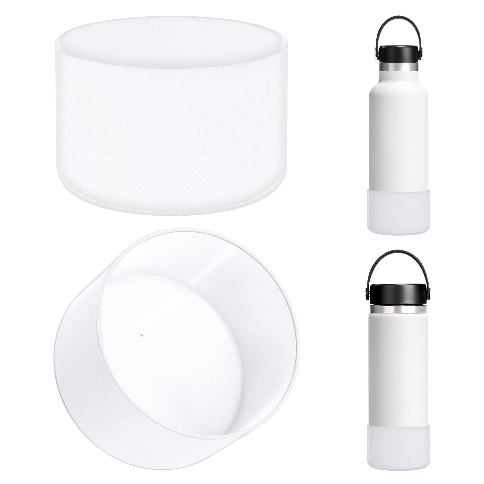 Linkidea 2 Pack Water Bottle Boot Compatible with Hydro Flask Wide Mouth 12oz/14oz/16oz/18oz/20oz, Silicone Bottle Bottom Sleeve Bumper Protector (Clear)