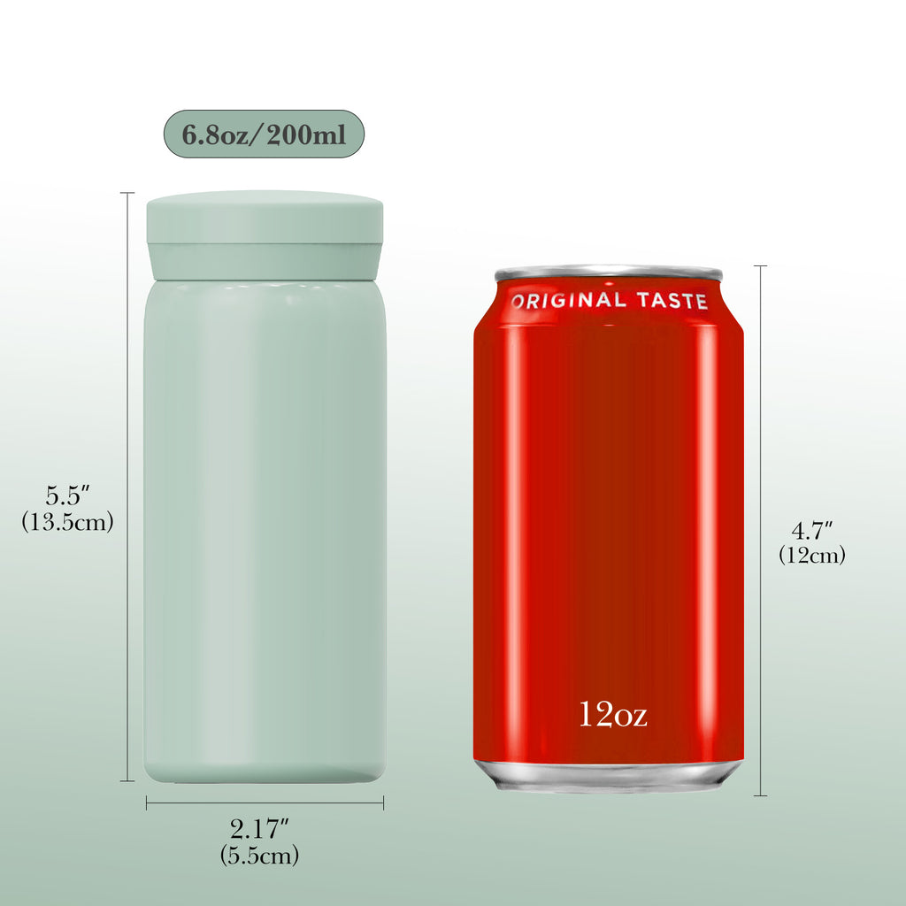 Linkidea 7oz (200ml) Mini Water Bottle, Vacuum Insulated Stainless Steel Bottle for Hot & Cold Drinks, Spill-Proof Small Bottle Fit Handbag, Purse and Pocket (Green)