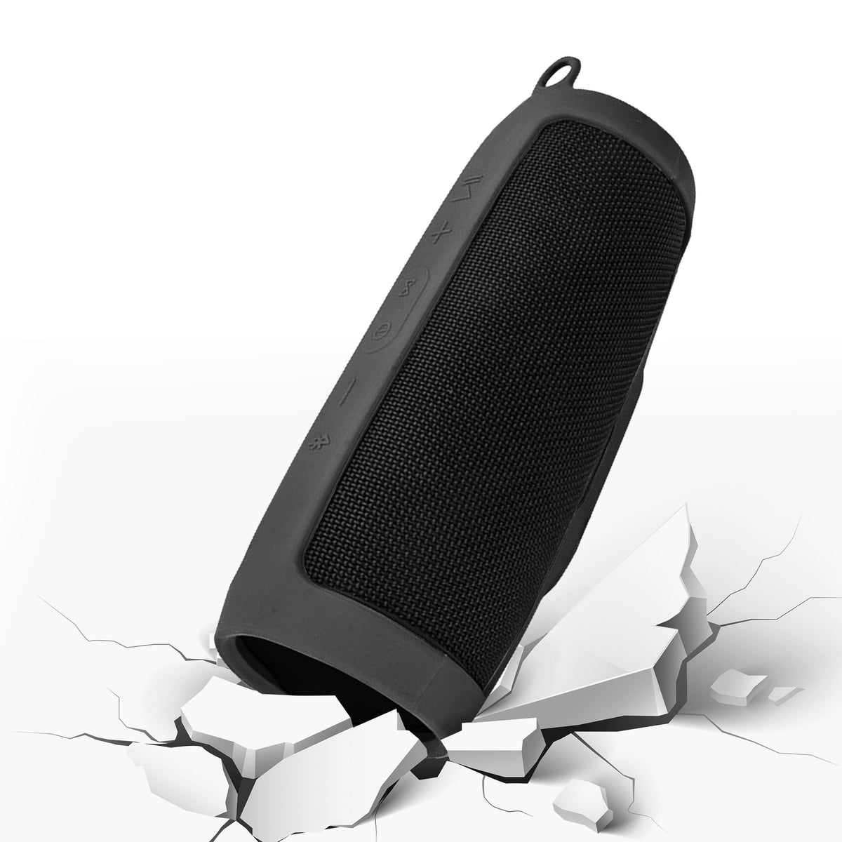 Linkidea Silicone Speaker Case Cover Compatible with JBL Charge 3, Soft Protective Sleeve with Keychain Hook, Black
