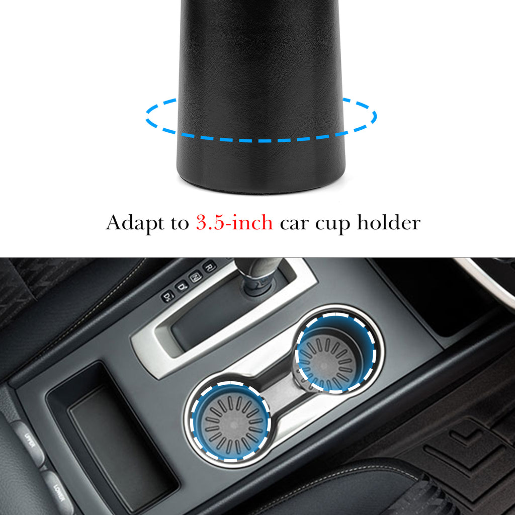 Extra Large Sunglasses Stand Compatible with 3.5 Inch Car Cup Holder, Plush Lined Vegan Leather Eyewear Storage, Scratch Protection (Black)