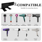 Linkidea Wall Mounted Hair Dryer Holder with Hook, 4-in-1 Aluminum Hair Tool Organizer, Compatible with Dyson Supersonic Origin, Supersonic Nural, Blow Dryer Storage Rack (Black)