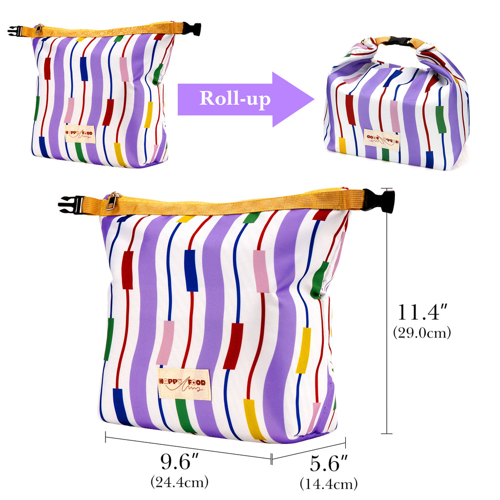 Linkidea Insulated Snack Bag, Thermal Lunch Tote, Reusable Picnic Accessories for Adults, Portable Food Storage Pouch, Waterproof Lunch Cooler Bag(Purple)