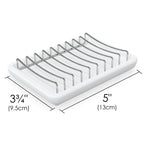 Linkidea Double Layer Ceramic Soap Dish, Stainless Steel Self Draining Soap Tray Holder, Soap Sponge Box for Bathroom Shower