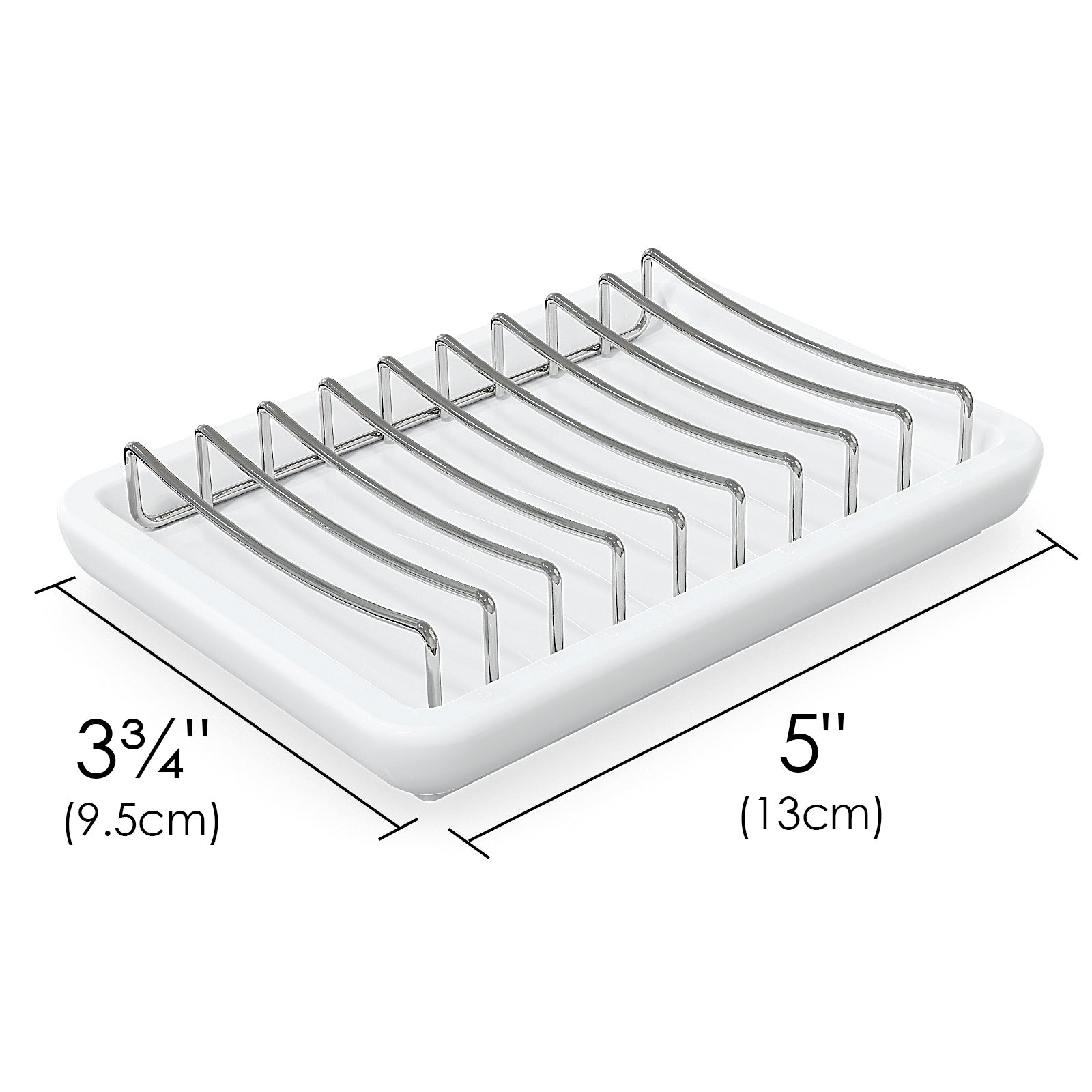 Linkidea Double Layer Ceramic Soap Dish, Stainless Steel Self Draining Soap Tray Holder, Soap Sponge Box for Bathroom Shower