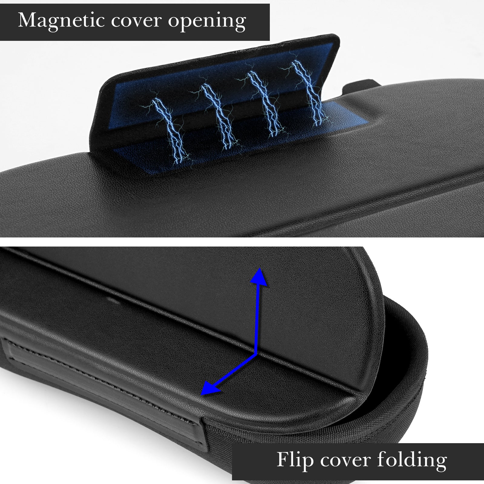 Extra Large Hard Shell Sunglasses Case, Travel Glasses Box EVA Shell with Folding Magnetic Cover, Sun Glasses Storage Organizer for Women Men (XXL / Black)