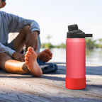 Linkidea 2 Pack Water Bottle Boot Compatible with CamelBak Eddy+20oz/25oz, Chute Mag 20oz/25oz, Carry Cap, Silicone Anti-Slip Bottle Bottom Bumper Protector (Red)