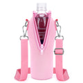 Linkidea Disposable Water Bottle Carrier with Strap Compatible with Smartwater 16.9/20Fl Oz, Insulated Neoprene Plastic Bottled Water Cover Holder with Clip for Backpack (Pink)
