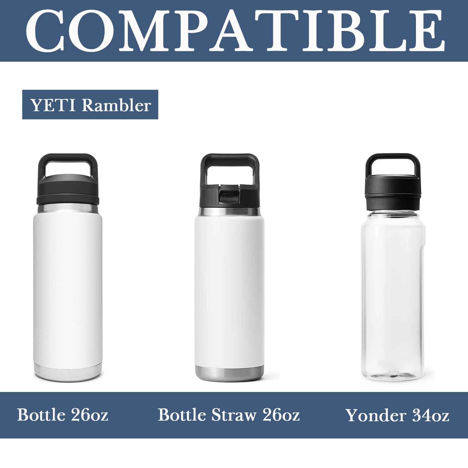 Linkidea 2 Pack Water Bottle Boot Compatible with YETI Rambler Bottle 26oz, Yonder 34oz, Silicone Anti-Slip Bottle Bottom Sleeve Bumper Protector (Navy Blue)