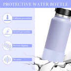 Linkidea Water Bottle Boot Compatible with Hydro Flask Wide Mouth Flex Cap/Straw Lid/Chug Cap 32oz/40oz, Silicone Bottle Bottom Sleeve Cover Protector, Bottle Bumper (Fog / 2 Pack)