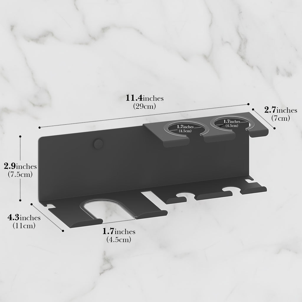 Linkidea Aluminum Alloy Hair Dryer Holder with Curling Iron Storage, Hair Styling Tool Organizer for Bathroom, Countertop, Wall Mounted Storage Rack (Grey)