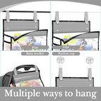 Linkidea 2 Pack Travel Mesh Bathroom Storage Bags, Portable Hanging Organizer Pouches with Suction Cup Hooks, Large Capacity for Toiletries, Bath Accessories, Shower, Camping, RV, Grey