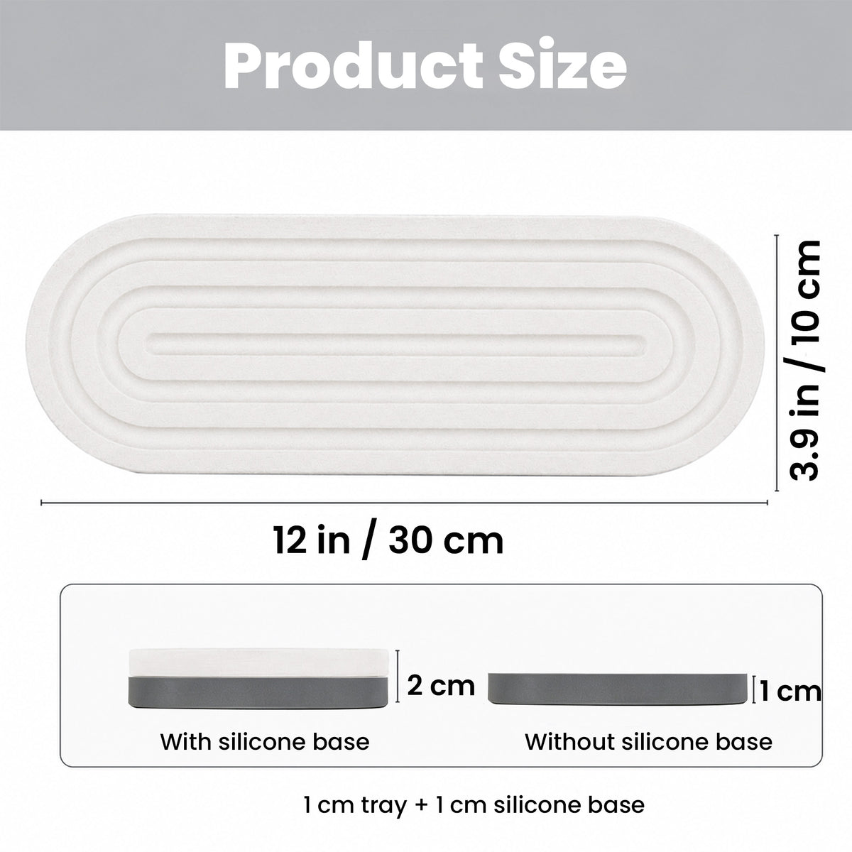 Linkidea Diatomite Bathroom Countertop Tray, Quick-Dry Soap Dispenser Holder & Soap Dish Organizer, Absorbent Vanity Sink Caddy with Removable Silicone Mat for Hand Soap Toiletries (White)