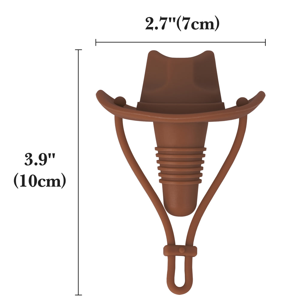 Linkidea 2 Pack Silicone Cowboy Style Bottle Stoppers, Reusable Fun Cap Sealers to Keep Drinks Fresh, Unique Gifts for Boyfriend, Dad, Friends (Brown)