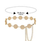 Plus Size Chain Belt for Women, 2 Pack Hollow Round Pieces Metal Chain Belt Women Belly Waist Chains, Extra Long Body Chain, 51.2 Inch Adjustable Chunky Belt Chain