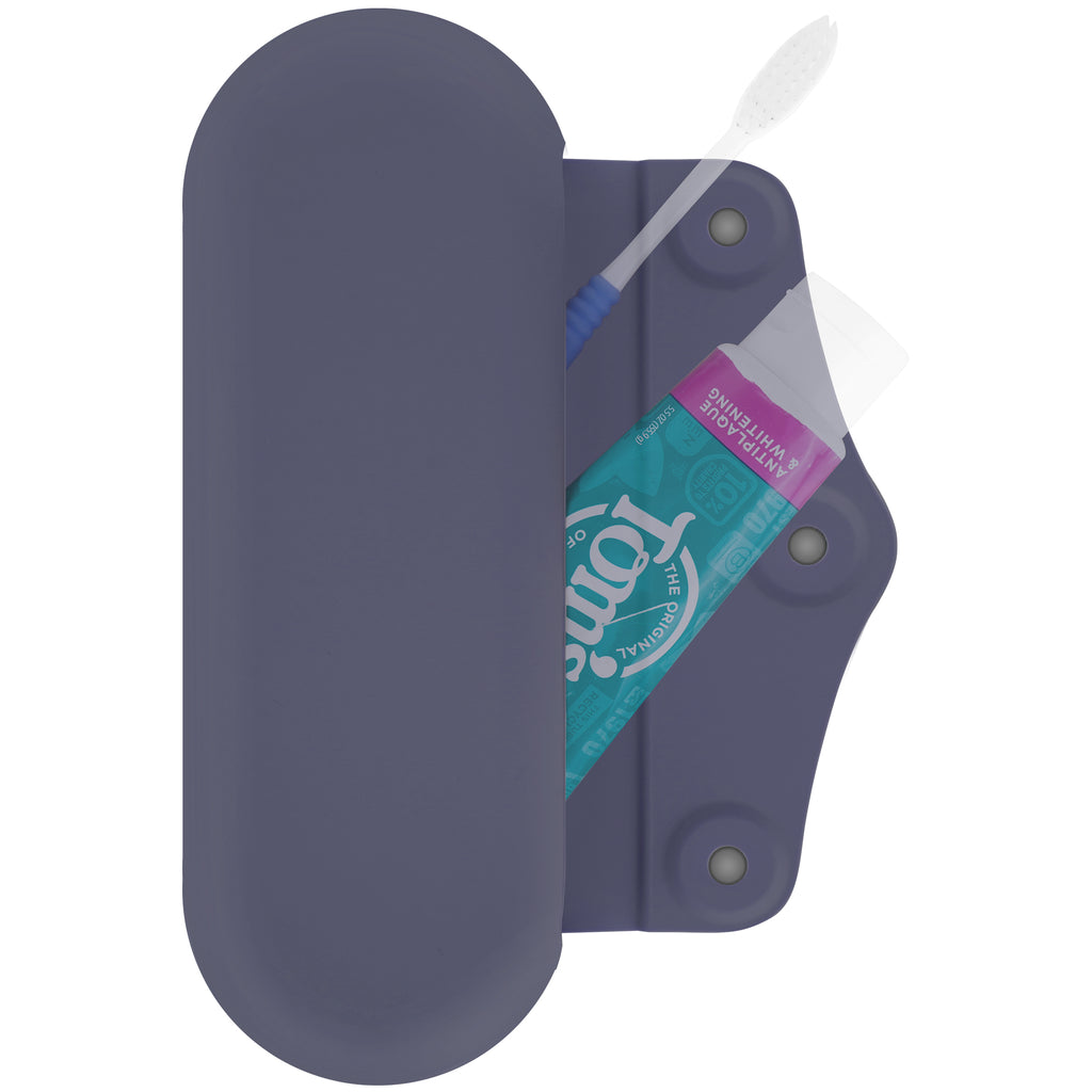 Linkidea Manual Toothbrush Toothpaste Travel Case, Silicone Brush Bag with Magnetic Snap, Protective Storage Compatible with Colgate ExtraClean, Oral-B CrossAction(Violet)