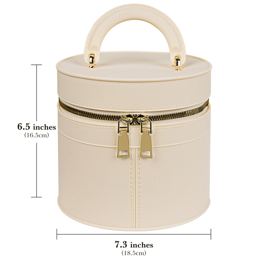 Linkidea Round Insulated Lunch Box, Hard Shell Waterproof Lunch Storage Box with Hand Strap, Compatible with 20 oz Crock Pot (Beige)