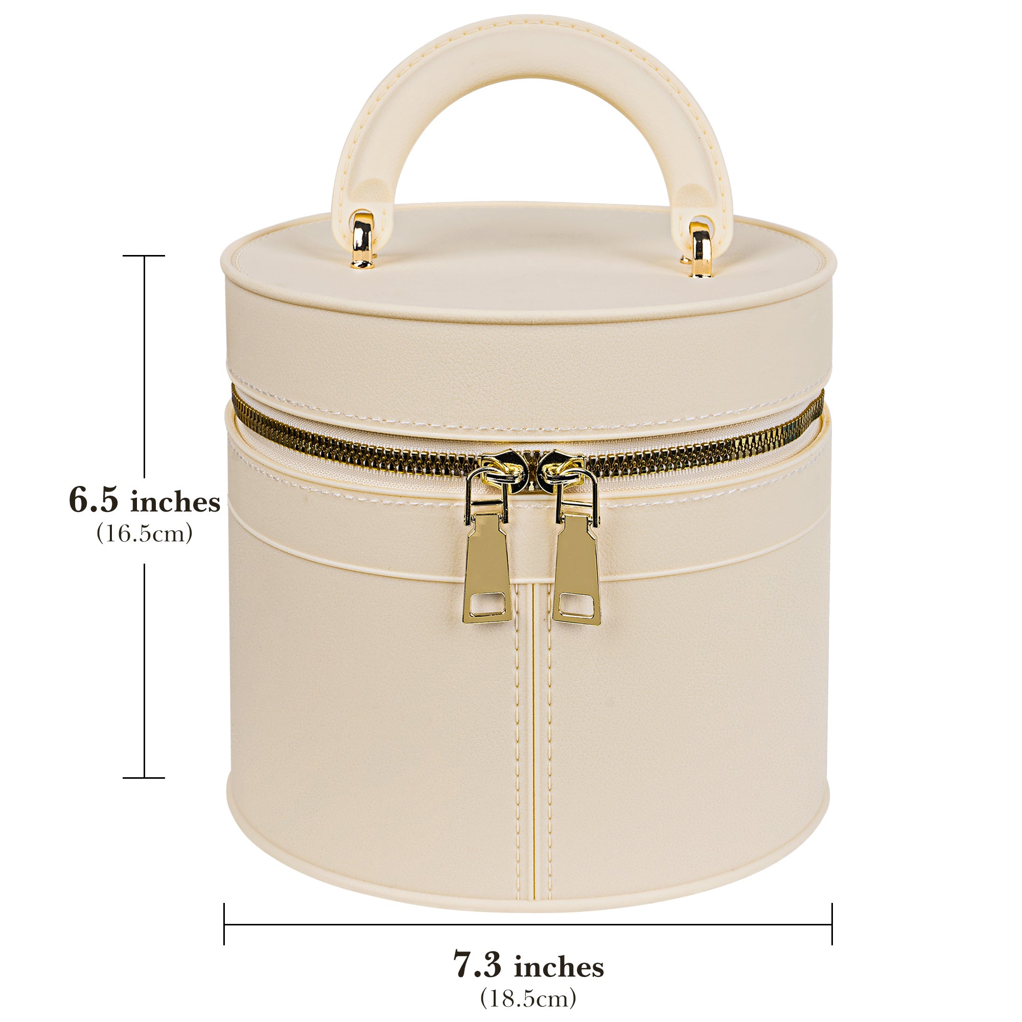 Linkidea Round Insulated Lunch Box, Hard Shell Waterproof Lunch Storage Box with Hand Strap, Compatible with 20 oz Crock Pot (Beige)