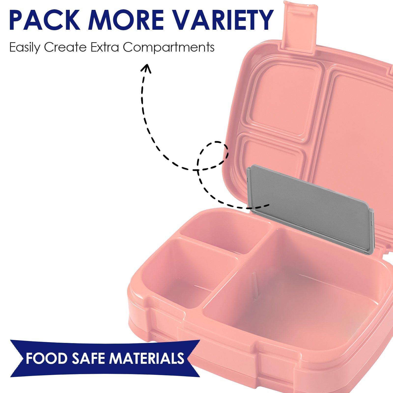 Linkidea 3 Pcs Lunch Box Insert Divider Replacements, Food Grade Bento Box Accessories for Food Dividing, 5.1'' Length Meal Prep Container Separator, Compatible with Bentgo Fresh (Grey)