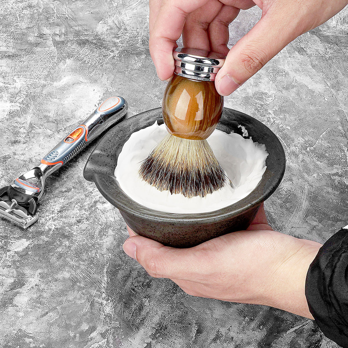 Ceramic Razor Shave Linkidea Inside Rough Ceramic Texture Shaving Bowl, Shaving Soap Lathe ...