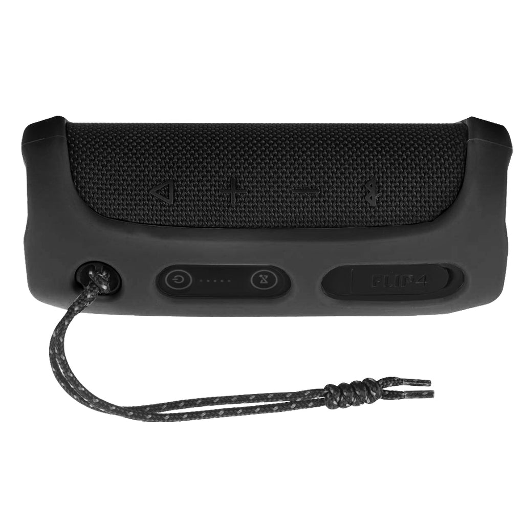 Linkidea Silicone Case Cover Compatible with JBL Flip 4 Portable Bluetooth Speaker, Soft Protective Sleeve, Black