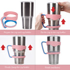 Linkidea Tumbler Handle Compatible with 30oz YETI Rambler, OZARK TRAIL Tumbler, Portable Anti Slip Travel Mug Grip, Pink
