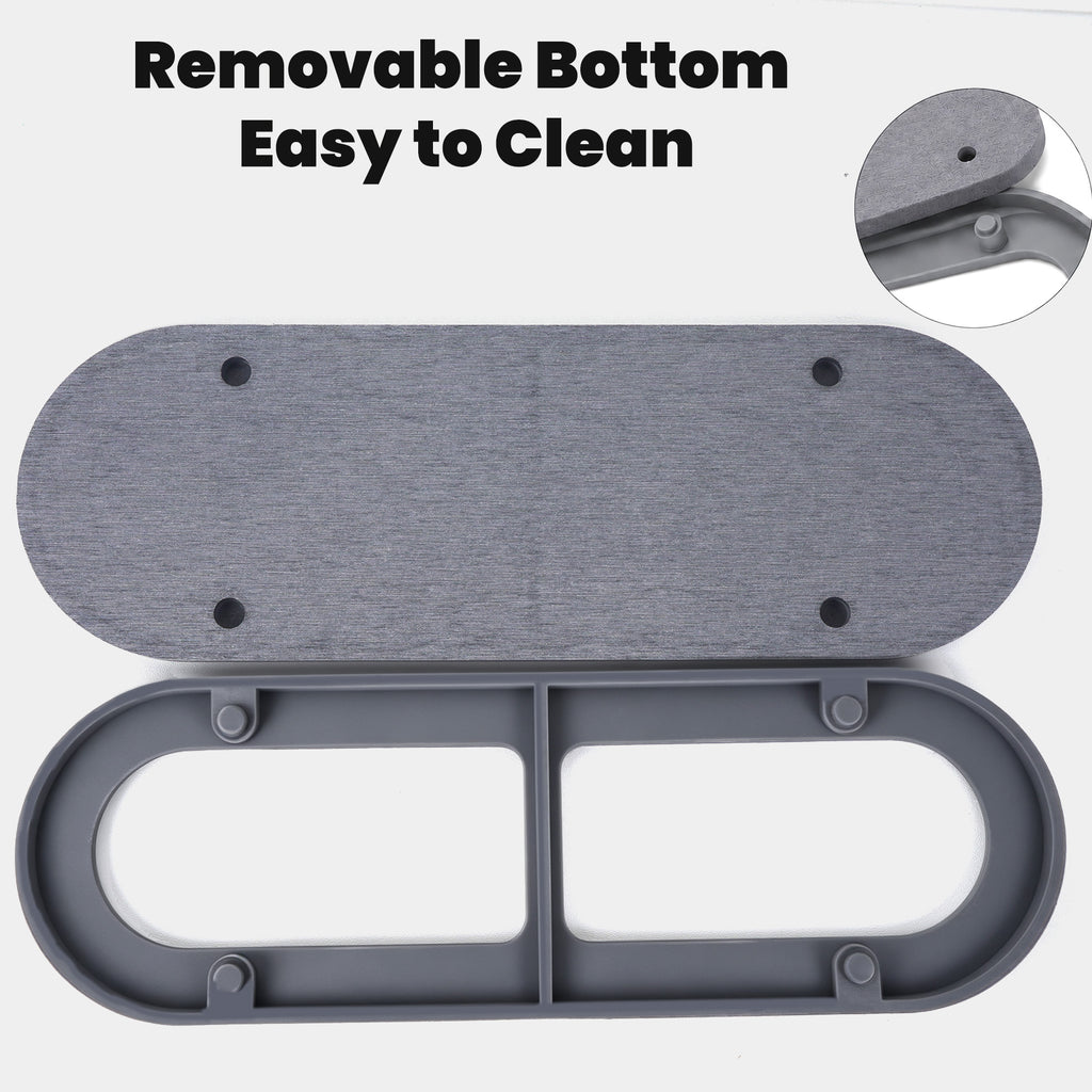 Linkidea Quick-Drying Bathroom Countertop Tray, Soap Dispenser and Soap Dish Organizer with Removable Silicone Mat for Bathroom Sink and Kitchen (Grey)