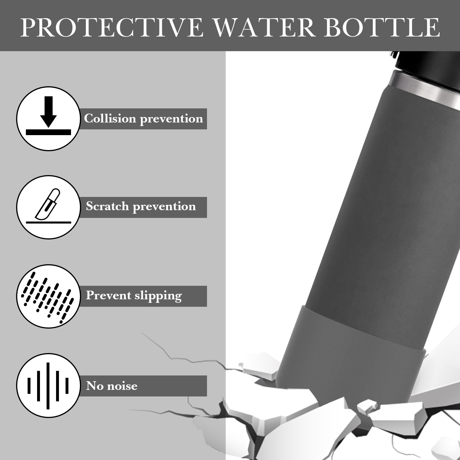 Linkidea 2 Pack Water Bottle Boot Compatible with Hydro Flask Wide Mouth 12oz/14oz/16oz/18oz/20oz, Silicone Bottle Bottom Sleeve Bumper Protector (Stone)