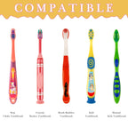 Linkidea 4 Pack Toothbrush Travel Cover with Toothpaste Dispenser, Portable Brush Head Protector, Cute Banana Shape Silicone Cap Compatible with GUM, Colgate Kids Toothbrush (Yellow&Green)