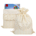 Linkidea 4 Pack Reusable Drawstring Gift Bags, Fabric Party Favor Bags for Birthday, Christmas & Holiday, Toy Storage Pouch for Building Blocks, Bricks & Goodie Bags (Stripes Pattern)