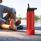 Linkidea 2 Pack Water Bottle Boot Compatible with IRON °FLASK Wide/Narrow Mouth 12oz/14oz/16oz/18oz/20oz/22oz/24oz, Silicone Bottle Bottom Sleeve Cover Bumper Protector (Red)