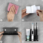 Linkidea Wall Mount Electric Toothbrush Holder for Bathroom, Aluminum Self Adhesive Tooth Brush Organizer Hanger Compatible with Oral-B iO Series, Philips Sonicare, 7AM2M, Aquasonic(Black)