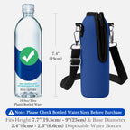Linkidea Disposable Water Bottle Carrier with Strap Compatible with Smartwater 16.9/20Fl Oz, Insulated Neoprene Plastic Bottled Water Cover Holder with Clip for Backpack (Blue)
