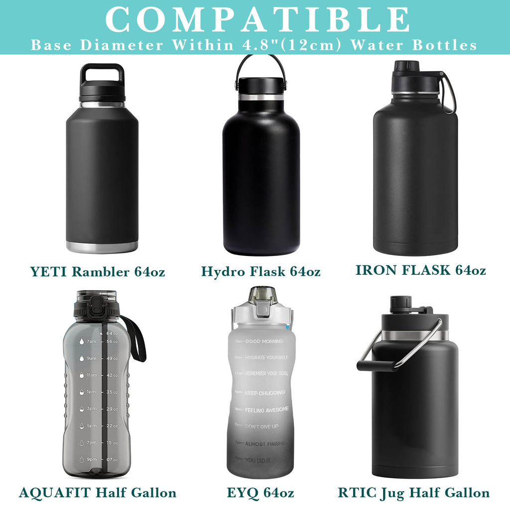 Linkidea Half Gallon Water Bottle Carrier with Strap Compatible with 64oz YETI Rambler Bottle, Hydro Flask, Waterbottle Sling Bag Holder, Shoulder Strap with Phone Pocket, Black & Blue
